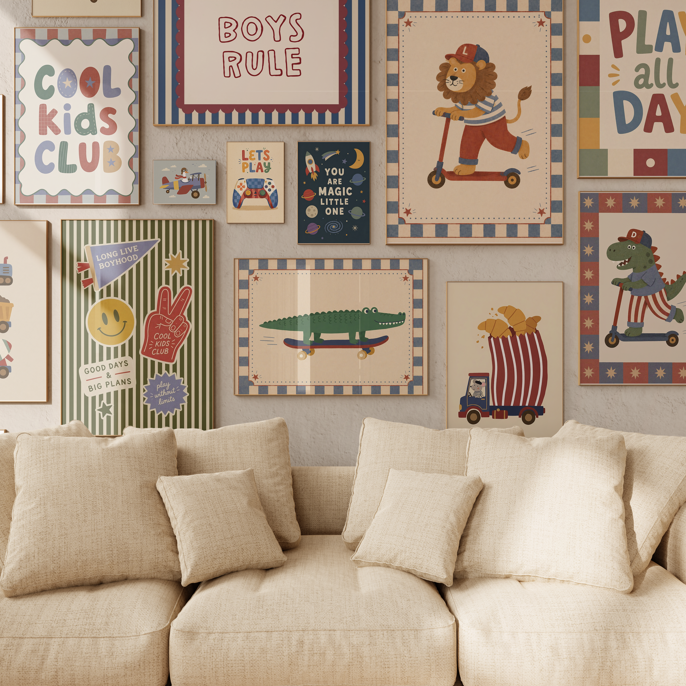 The Cool Kids Club – Retro Boys Wall Art Prints