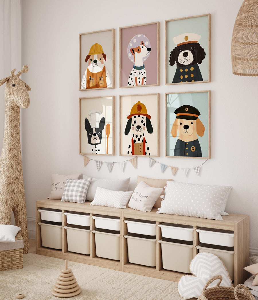 nursery wall art
kids room decor
dog wall art
profession prints
career education
puppy illustration
watercolor prints
children room art
educational prints
dog lover gift
classroom decor
teacher gift
nursery print set
