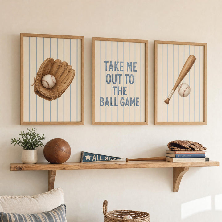 Sports Nursery Print Bundle, 13 Boys Room Wall Art Set, Game Day Prints