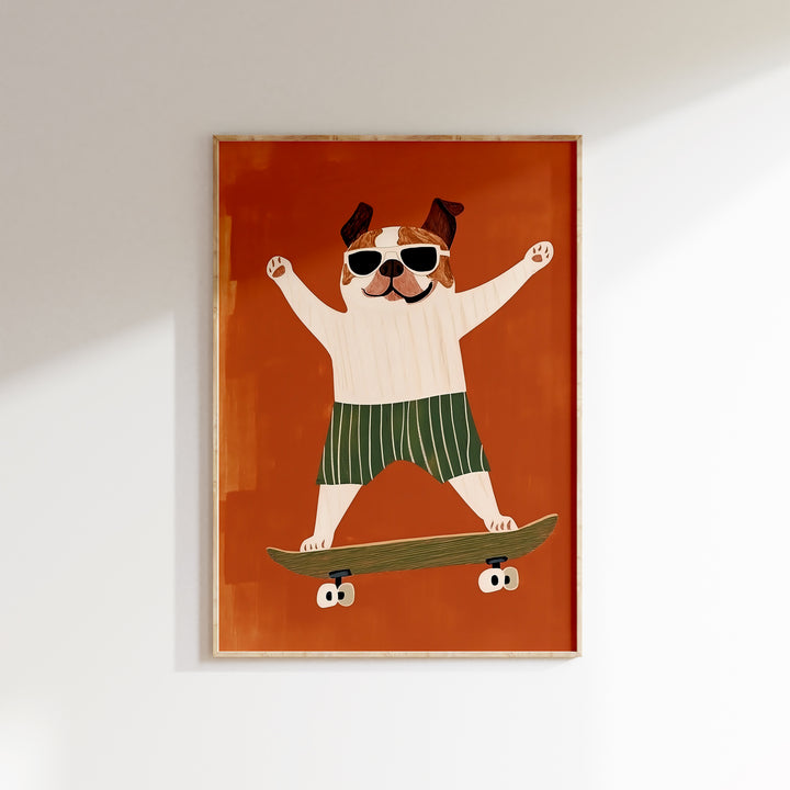 Bulldog on Skateboard