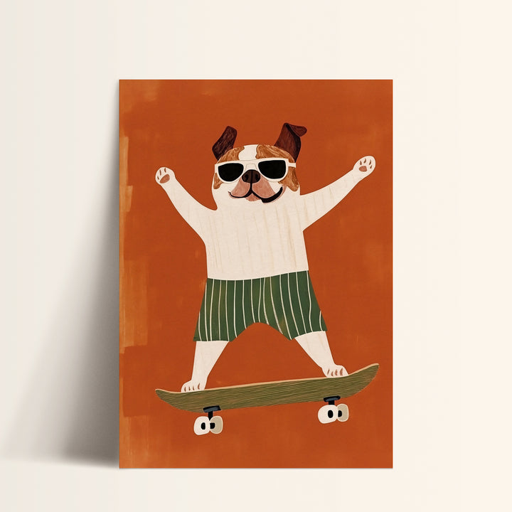 Bulldog on Skateboard