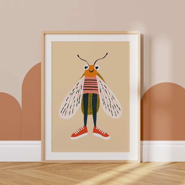 a picture of a bee on a wall