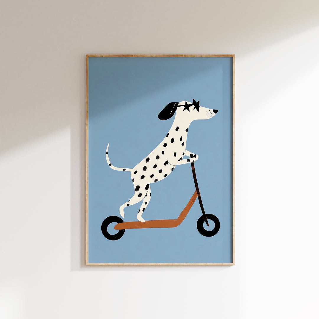 Dalmatian on Scooter