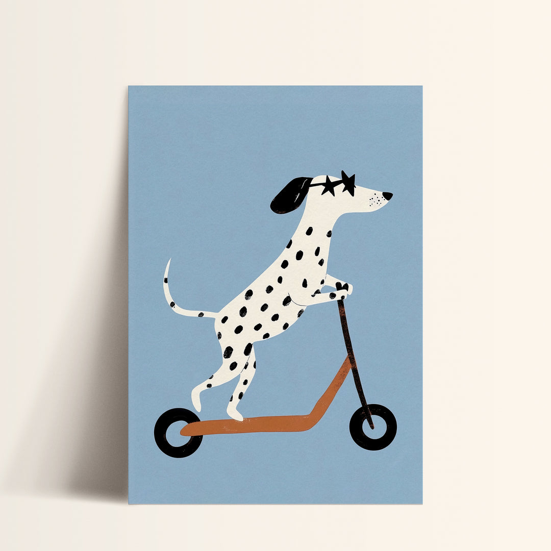 Dalmatian on Scooter