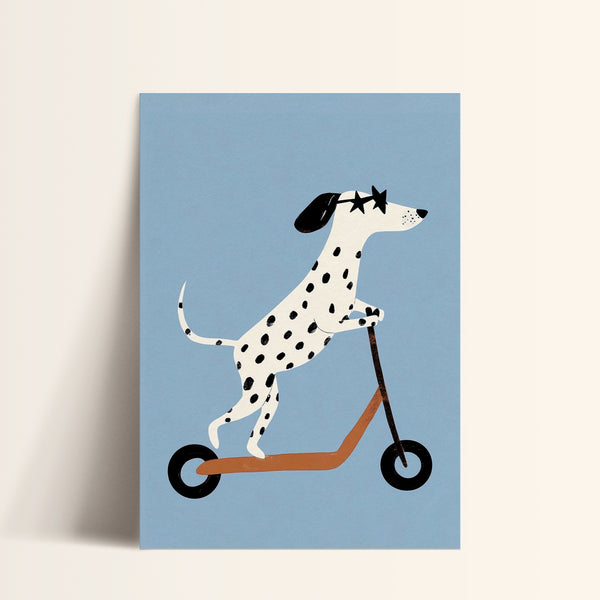 Dalmatian on Scooter