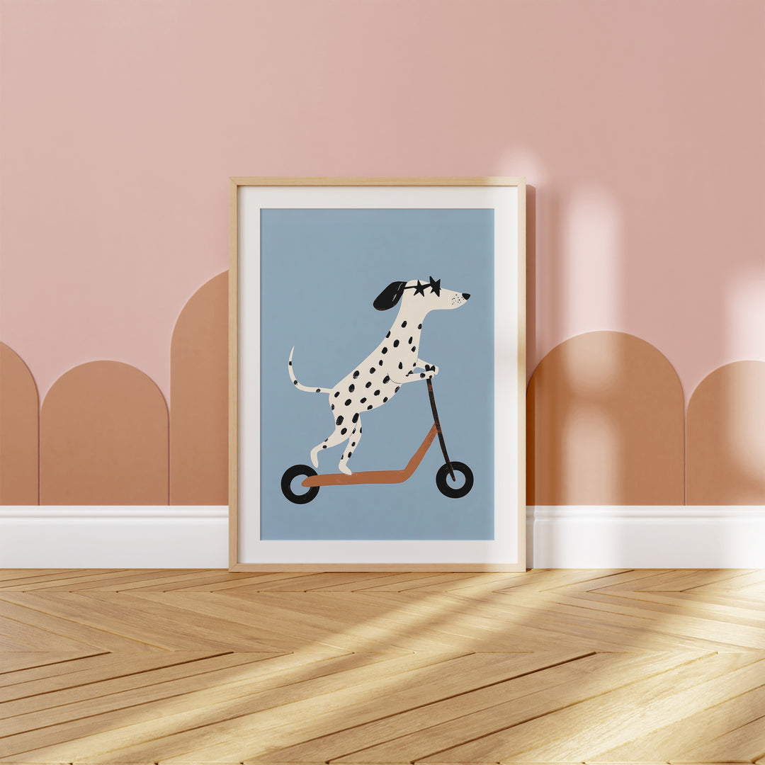 Dalmatian on Scooter