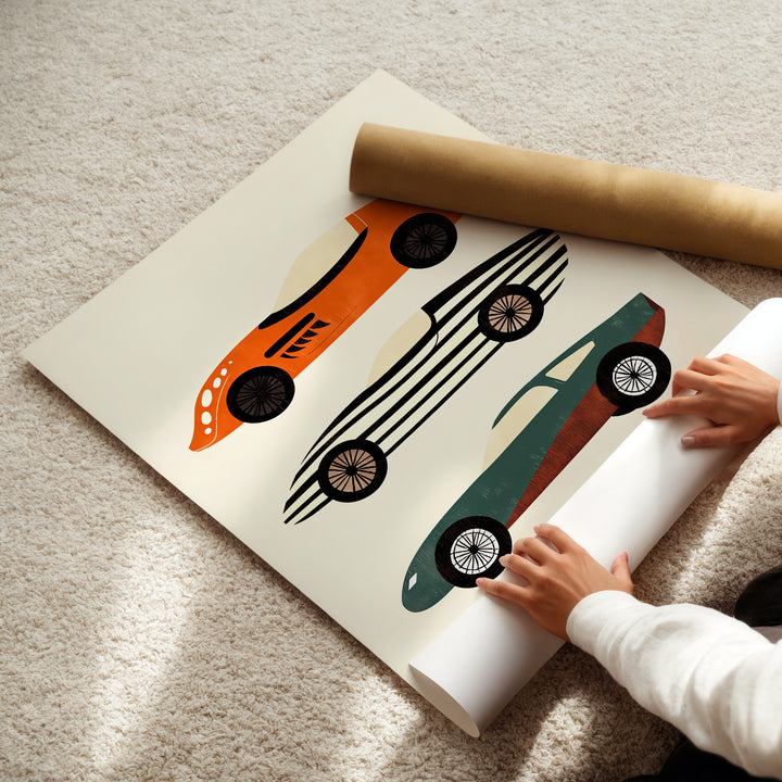 a child is playing with a painting on the floor