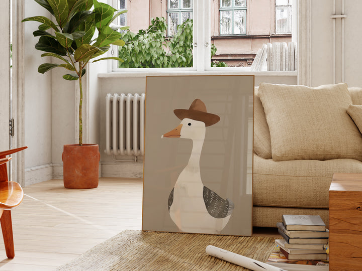 a picture of a duck wearing a hat