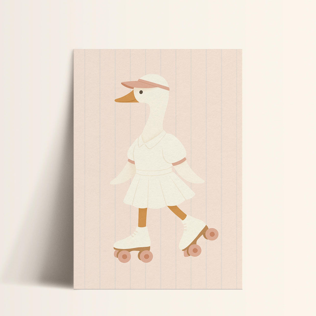 a picture of a duck on a skateboard