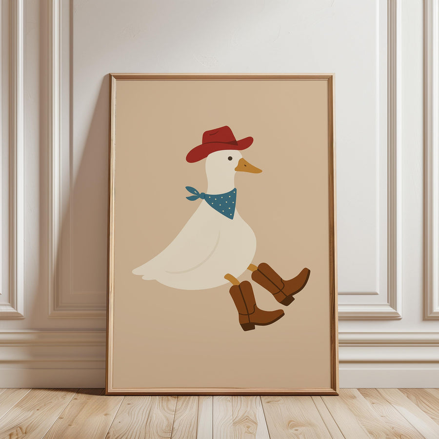 a picture of a duck wearing a hat and boots