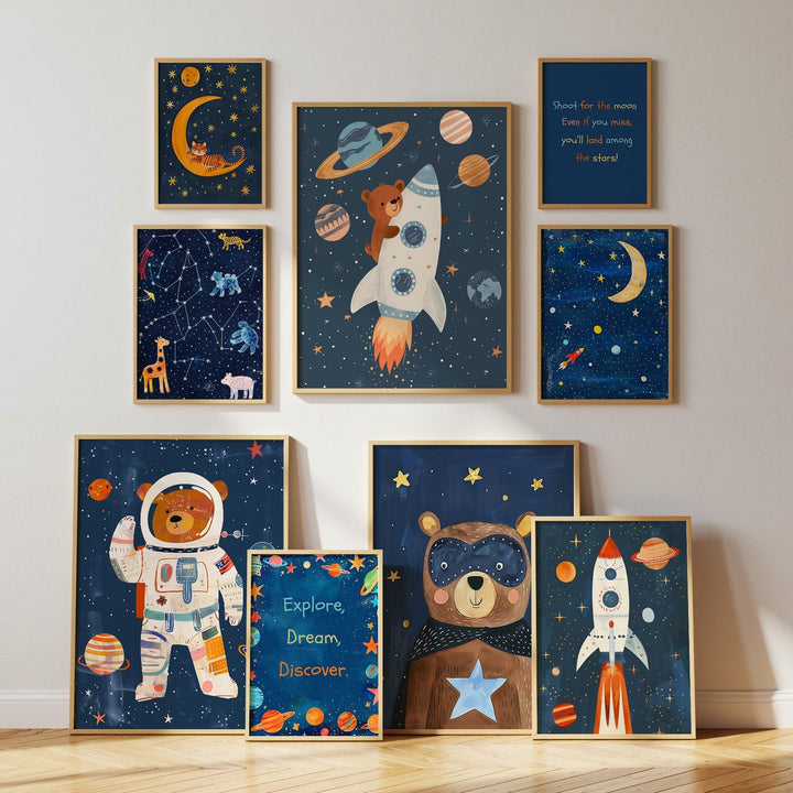 Space Nursery Wall Art Bundle | 26 Printable Galaxy & Astronaut Prints