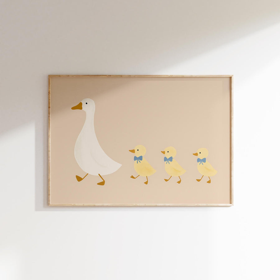 a picture of a duck family on a wall