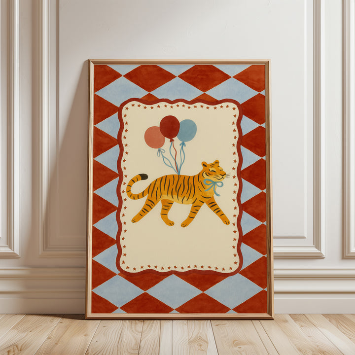 Circus Tiger with Balloons Print