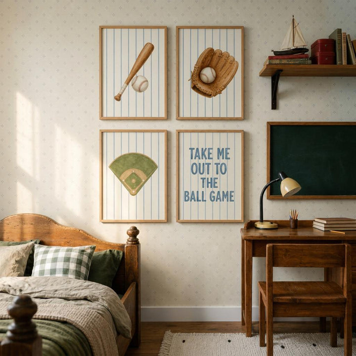 Sports Nursery Print Bundle, 13 Boys Room Wall Art Set, Game Day Prints