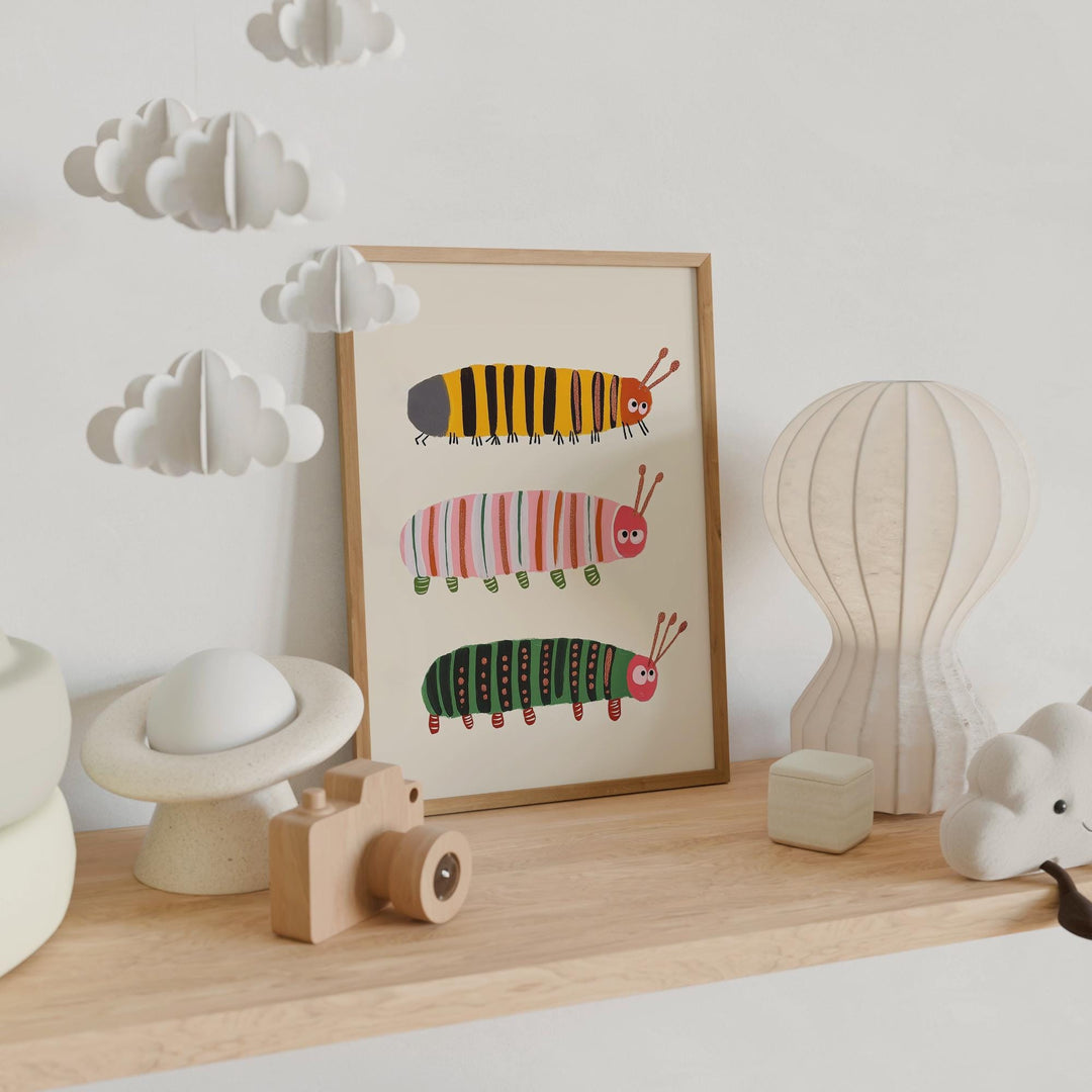 a picture of a picture of a caterpillar on a shelf