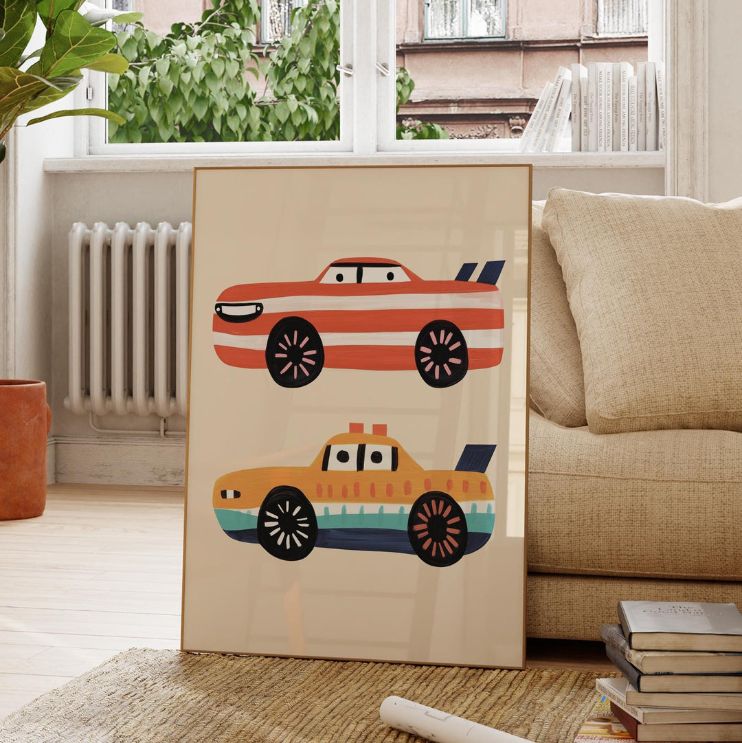 a picture of a picture of a car on a wall