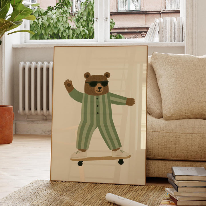 a picture of a bear on a skateboard