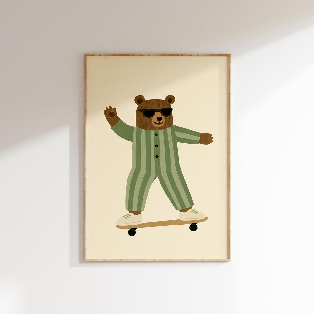 a picture of a bear on a skateboard