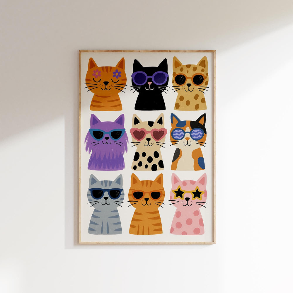 a picture of a group of cats wearing sunglasses