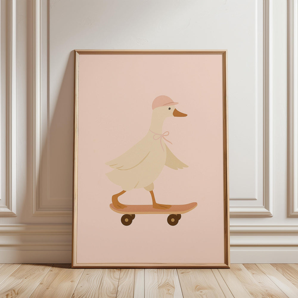 a picture of a duck on a skateboard