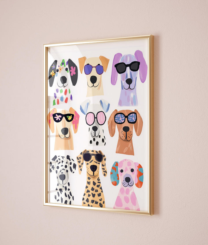 a picture of a group of dogs wearing sunglasses