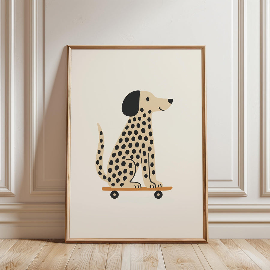 a picture of a dog on a skateboard