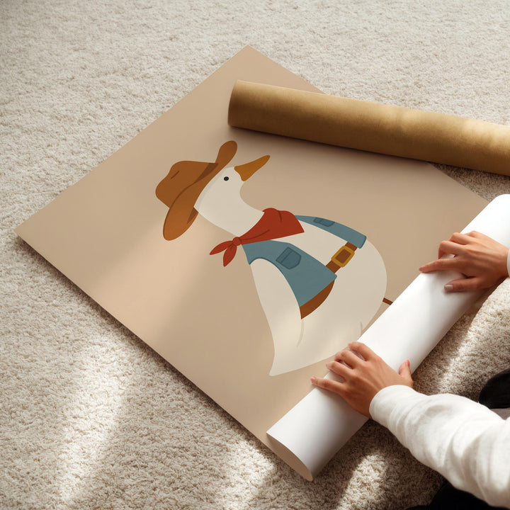 a person holding a roll of paper with a picture of a dog on it