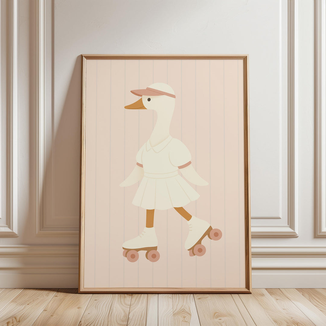 a picture of a duck on a skateboard