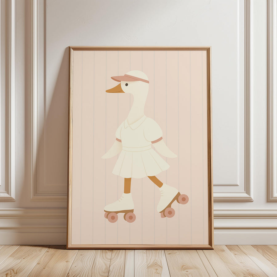 a picture of a duck on a skateboard