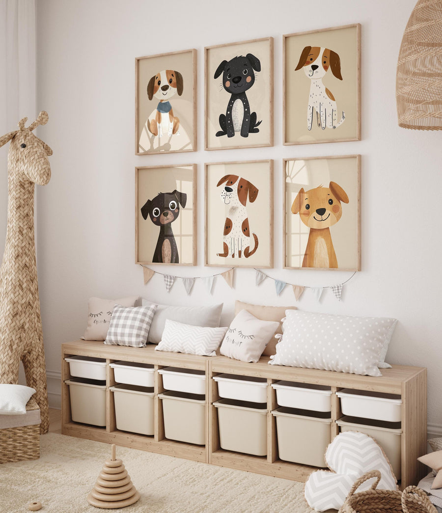 dog wall art, nursery decor, kids room art, dog lover gift, puppy nursery, boys room decor, girls room art, animal prints, dog illustration, kids wall art, pet lover decor, playroom decor, cute dog art