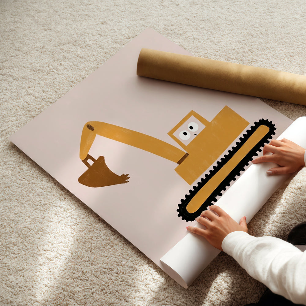 a child is drawing a picture of a construction site