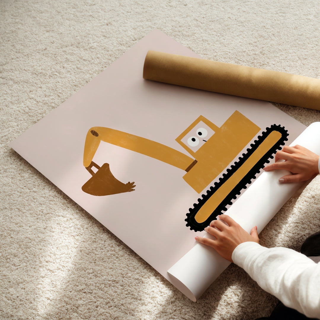 a child is drawing a picture of a construction site