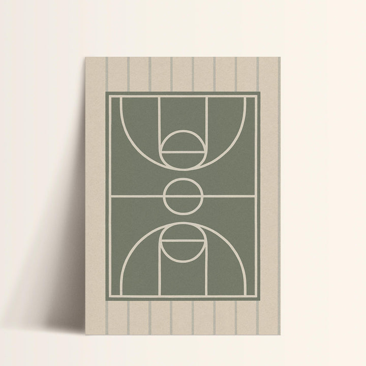 a card with a basketball court on it