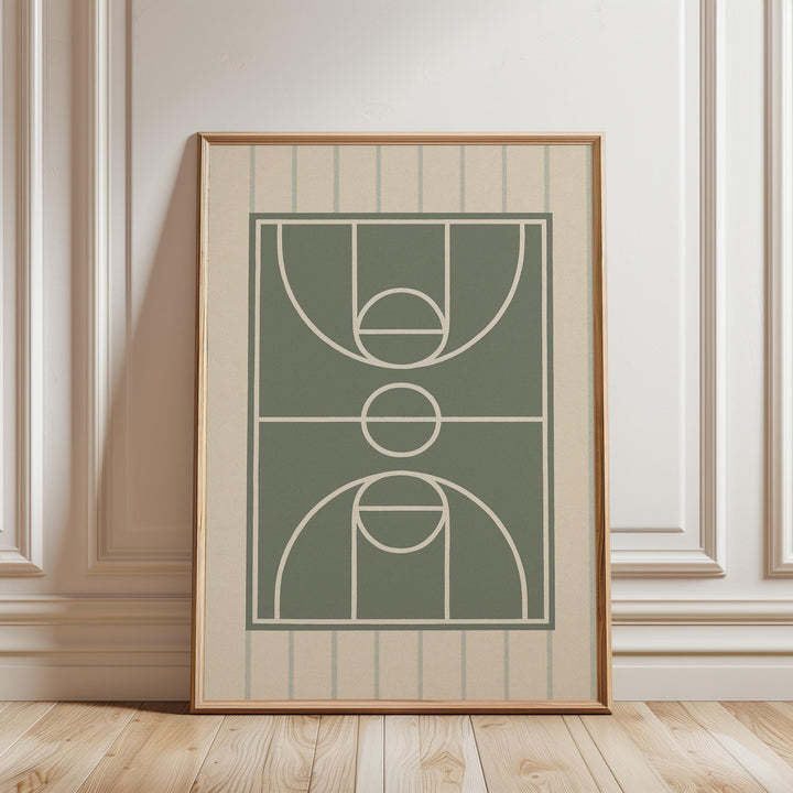 a picture of a basketball court in a room