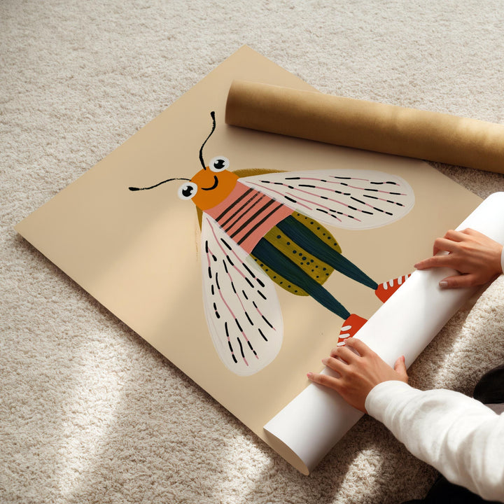 a child is drawing a picture of a bee on a piece of paper