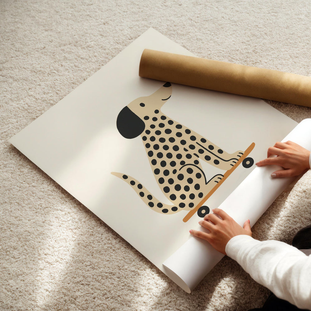 a child is drawing a picture of a dog on a sheet of paper