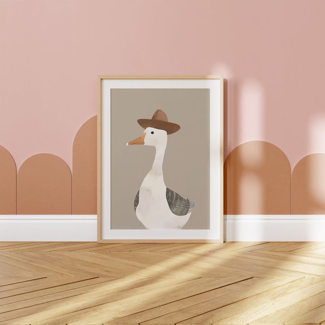 a picture of a duck wearing a hat