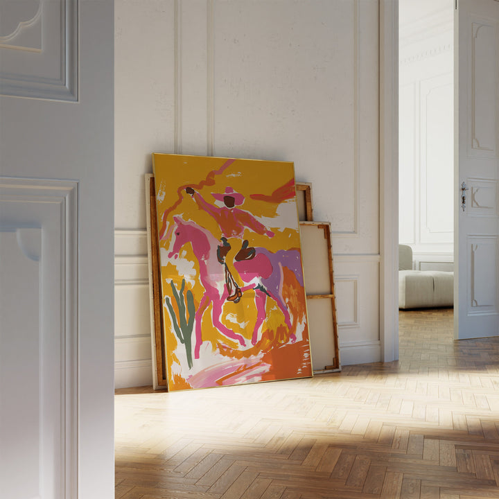 a painting is sitting on the floor in a room