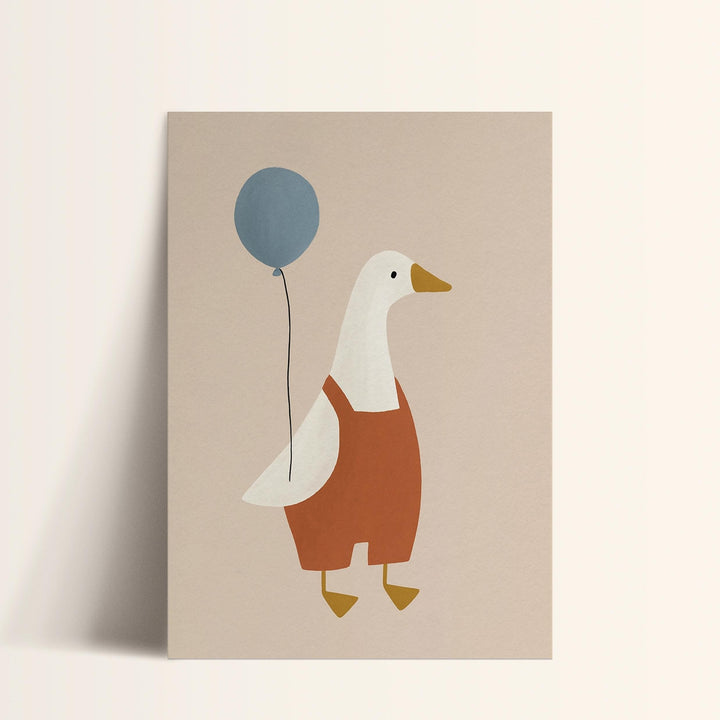 a picture of a duck with a balloon