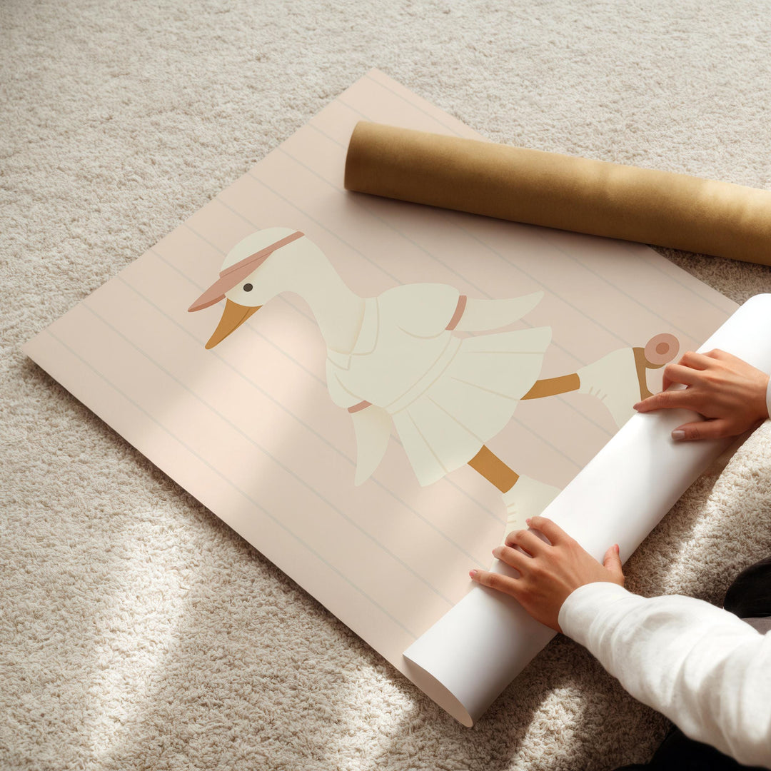 a child is making a paper swan craft