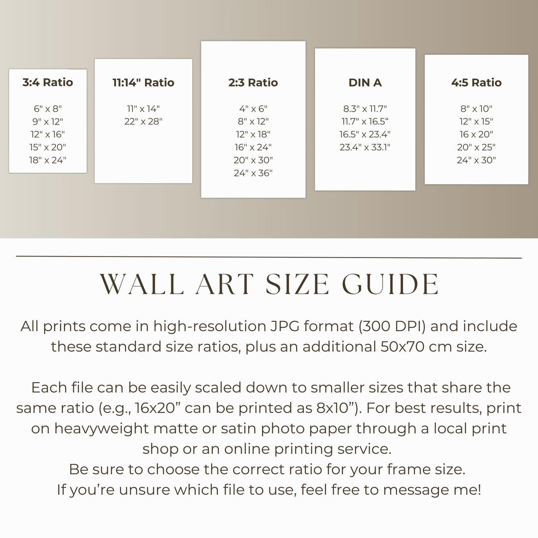 the wall art size guide for all print sizes