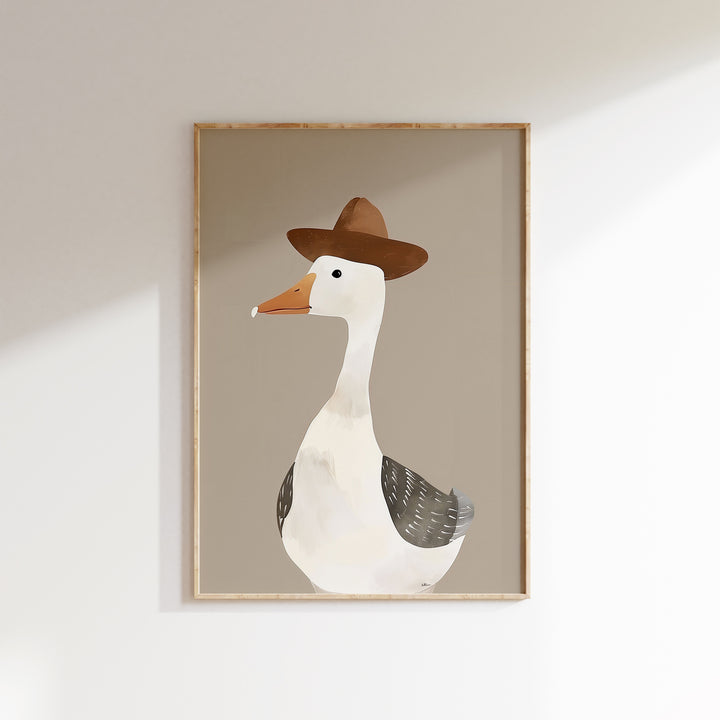 a picture of a duck wearing a hat