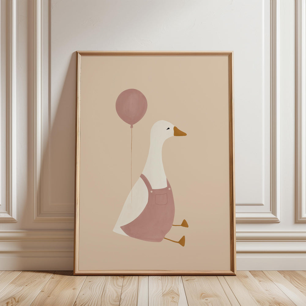 a picture of a duck holding a balloon