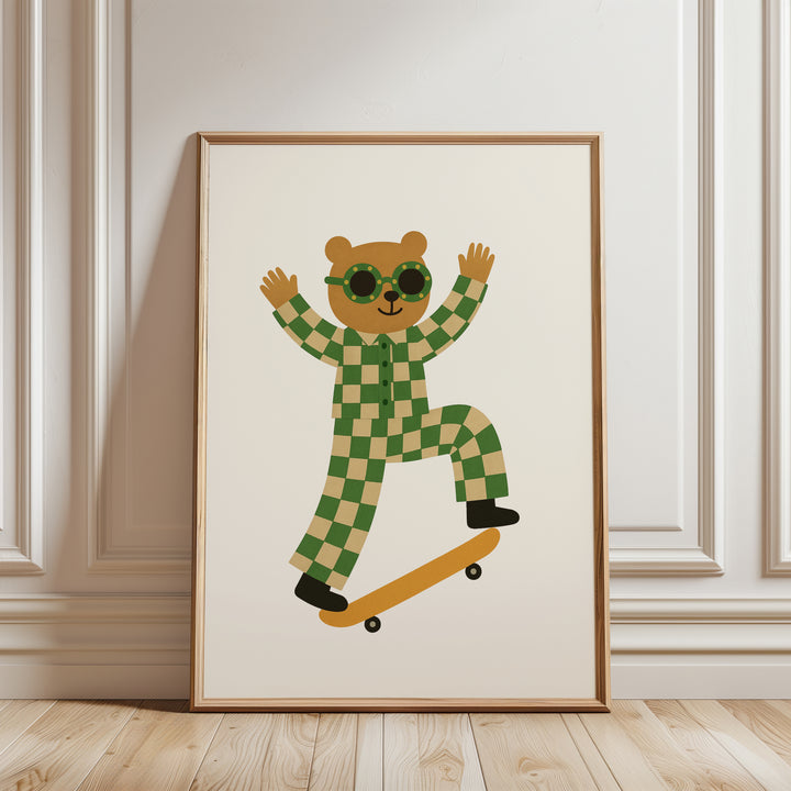 a picture of a bear on a skateboard