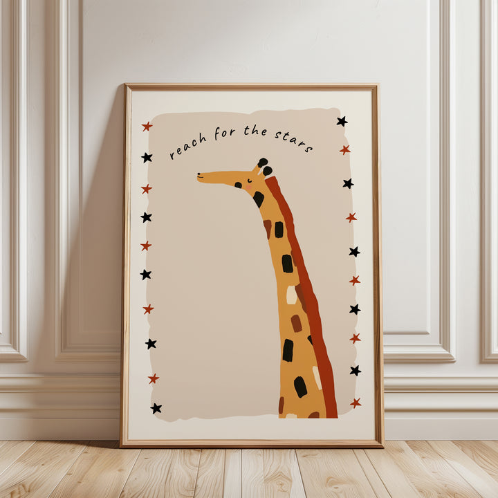 a picture of a giraffe on a wall