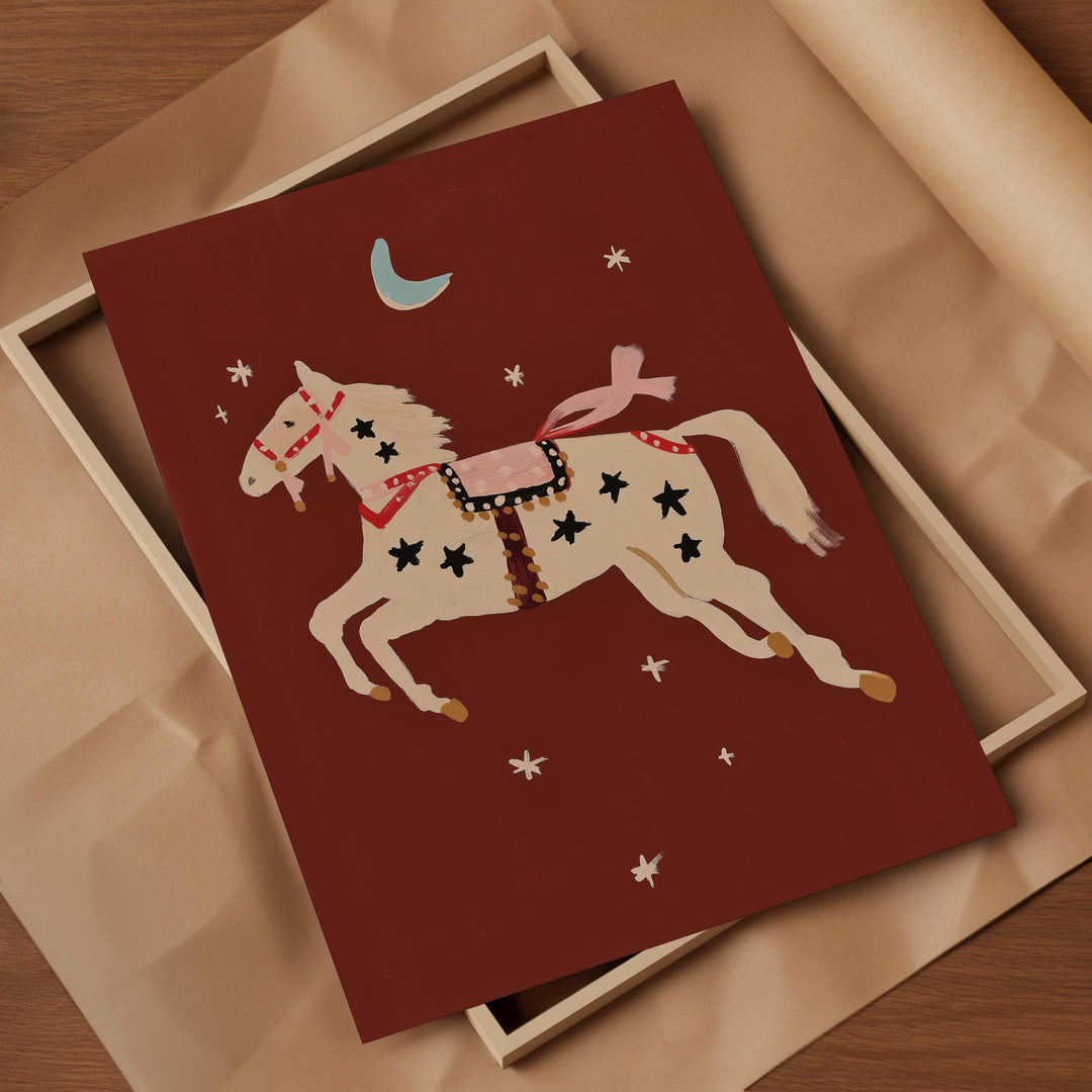 a card with a picture of a horse on it