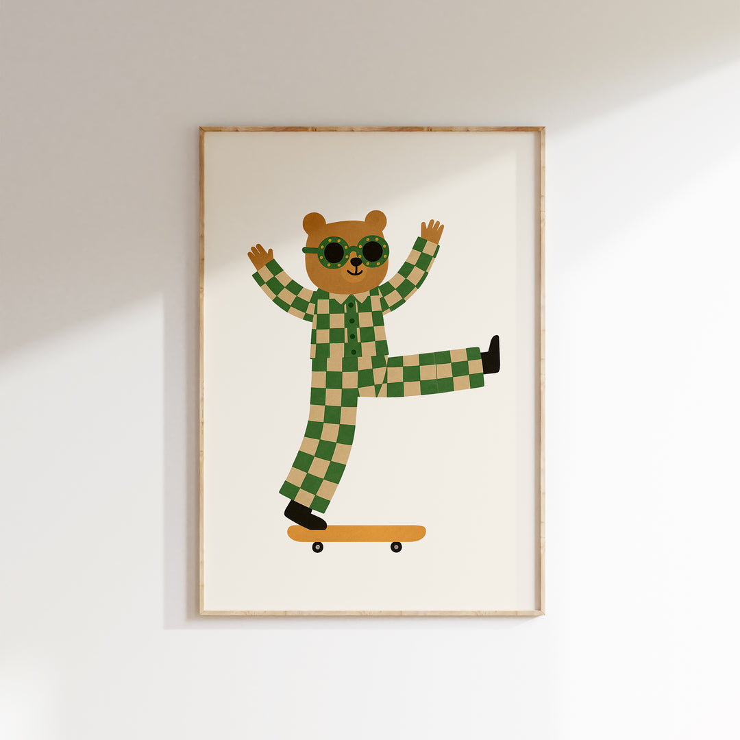 a picture of a bear on a skateboard