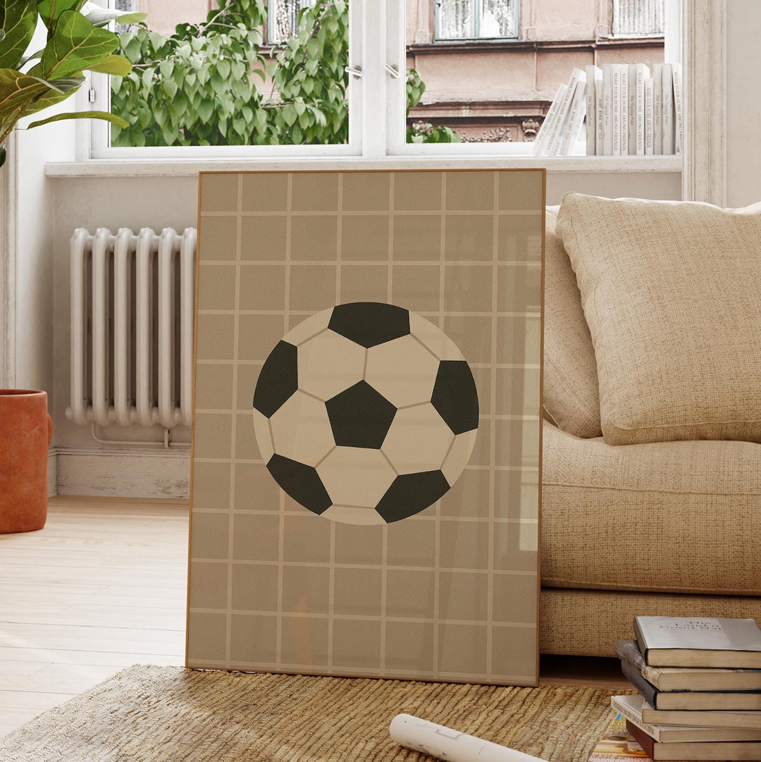 a picture of a soccer ball in a living room