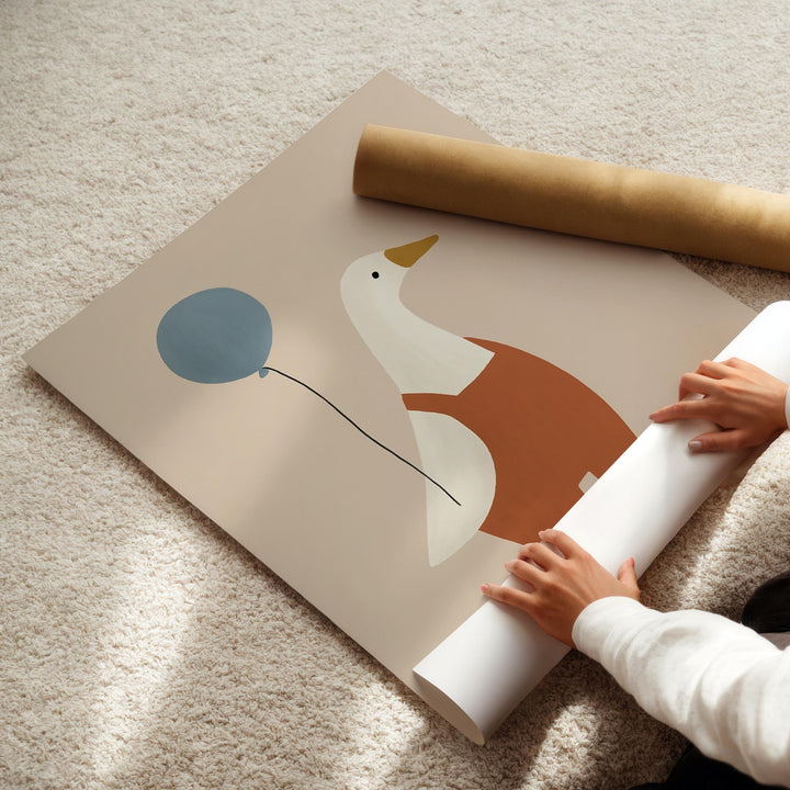 a person holding a roll of paper on the floor