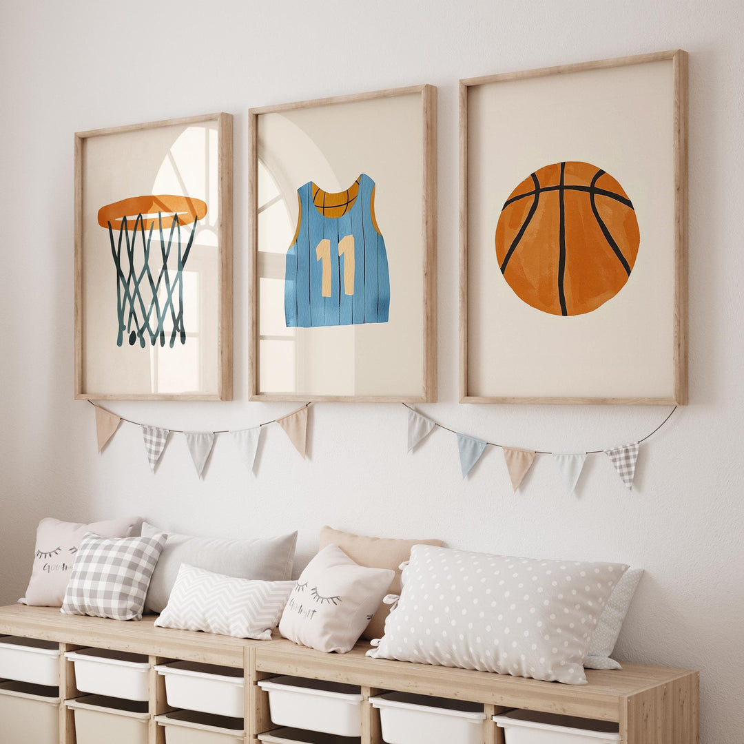 basketball decor, sports nursery, boys room art, basketball prints, nursery wall art, playroom prints, sports wall art, modern nursery, digital download, boys room decor, basketball gift, sports art set, baby boy nursery